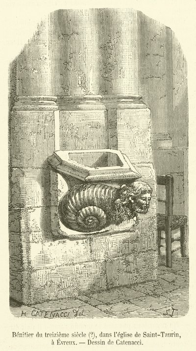 Benitier 1300-luvulta?, Saint-Taurinin kirkossa, Evreux