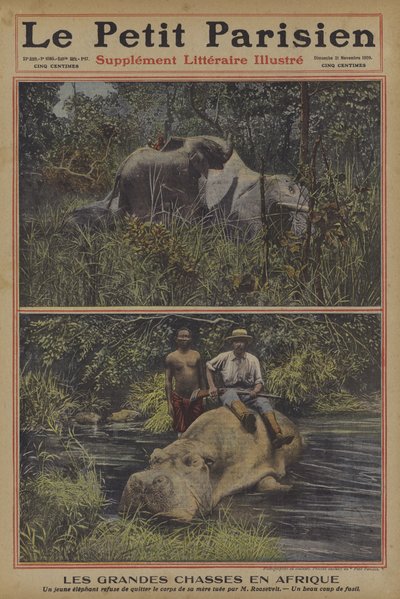 Suurriistan metsästys Afrikassa (värilitho) tekijältä French School