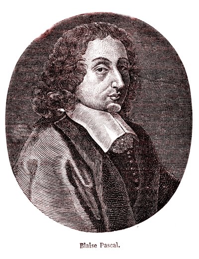 Blaise Pascal, ranskalainen matemaatikko, filosofi, fyysikko ja teologi. 1865 (kaiverrus) tekijältä French School