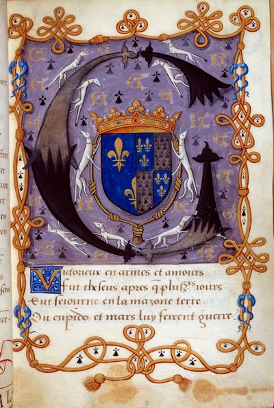 Ranskan kuningatar Clauden Blazon (1499-1524), Francois I:n vaimo. Miniatyyri 1500-luvun käsikirjoituksesta. Chantilly, Conde-museo tekijältä French School