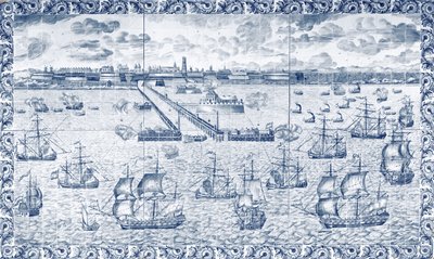 Dunkerquen pommitus 11. elokuuta 1695 (keraaminen) tekijältä French School