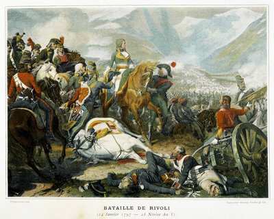 Bonaparte (keskellä) voiton jälkeen itävaltalaisia Rivolin taistelussa (Italia) 14. tammikuuta tekijältä French School