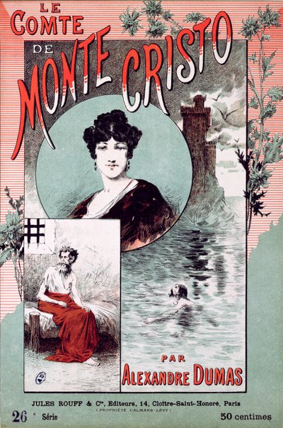 Alexandre Dumas Peren (1802-70) Monte Criston kreivi kirjan kansi tekijältä French School