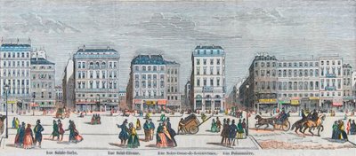 Boulevard Poissonniere - Rue Saint Barbe - Rue Saint Etienne - Rue Notre Dame de Reouvrance - Rue Poissonniere - Kaiverrettu "Tableau-de-Paris", Edmond Texier 1852 tekijältä French School