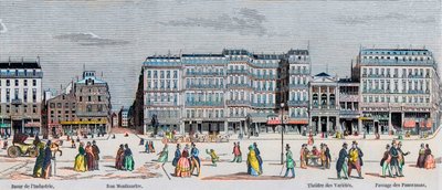 Boulevard Poissonniere ja Boulevard Montmartre - teollisuusbasaari - Rue Montmartre - Theater des Varietes ja passage des Panoramas - Kaiverrus "Tableau-de-Paris" Edmond Texier 1852 tekijältä French School