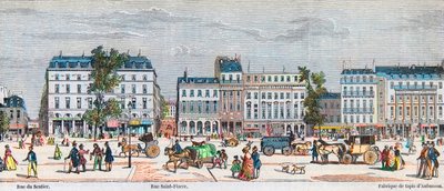 Boulevard Poissonnieren eteläpuoli - Rue du Sentier - Rue Saint Fiacre - Kaiverrus "Tableau-de-Paris" Edmond Texier 1852 tekijältä French School