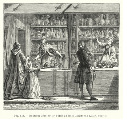 Tina-valaajan kauppa; Christophe Kilianin mukaan, 1700-luku (kaiverrus) tekijältä French School