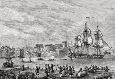 Brest vuonna 1791, kaiverrettu Le Breton, Louis Blancin (1811-82) teoksesta "Histoire de la Revolution Francaise" tekijältä French School