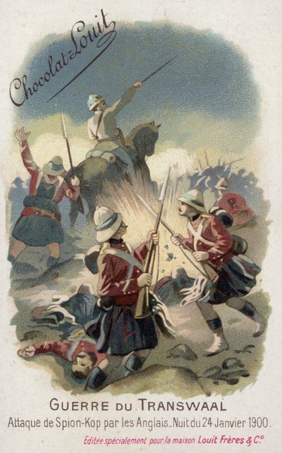 Brittijoukot hyökkäävät Spion Kopia vastaan yöllä 24. tammikuuta 1900 (chromolitho) tekijältä French School