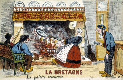 Bretagne: galette palasi chiminee (crepes) - postikortti, deb. XX-luvulla tekijältä French School