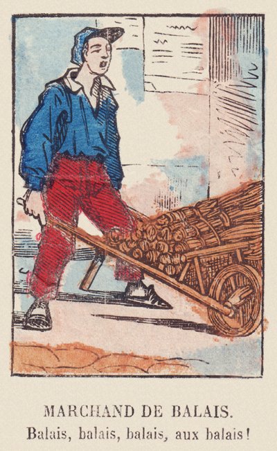 Luutakauppias. Luudat, luudat, luudat, luudat! , noin 1819 (painettu) tekijältä French School