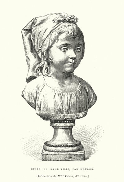 Nuoren tytön rintakuva, ranskalainen kuvanveistäjä Jean-Antoine Houdon, 1700-luvun loppu tai 1800-luvun alku (kaiverrus) tekijältä French School