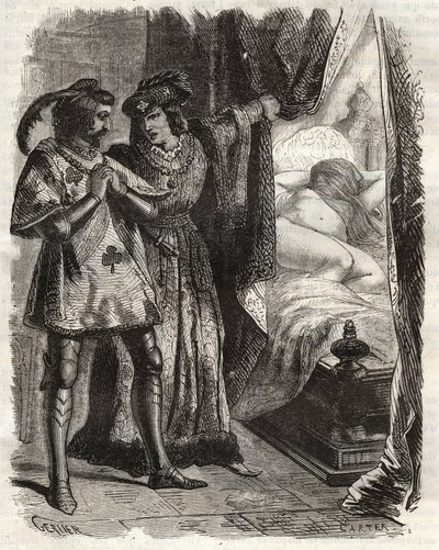 Nostamalla ovea hän näytti miehelle oman vaimonsa makaavan alasti. Louis I Valois Orleansin herttua (1372-1407) sai Raoul d