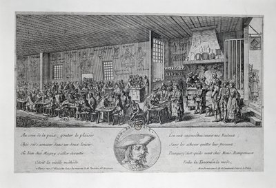 Cabaret du Tambour Royal, Jean Ramponneau (1724-1802), kaiverrus. Ranska tekijältä French School
