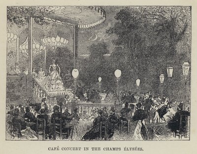 Cafe Concert in the Champs Elysees (kaiverrus) tekijältä French School