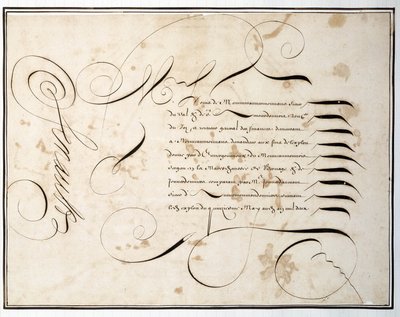 Kalligrafia: Louis Senaultin käsikirjoituskaavio taloudellisesta kierroksesta 1600-luvun jälkipuoliskolla tekijältä French School