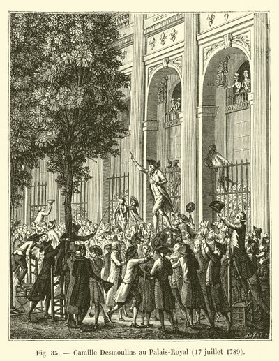 Camille Desmoulins Palais-Royalissa 17. heinäkuuta 1789 tekijältä French School