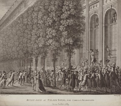 Camille Desmoulins kutsuu aseita Pariisin Palais Royalin ihmisille tekijältä French School