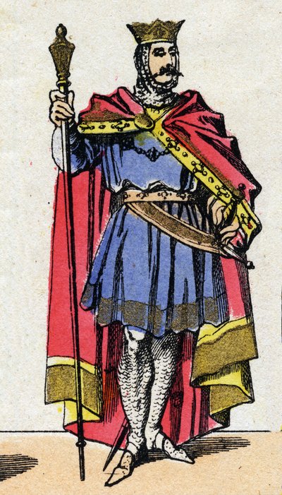 Capetian-dynastia: Hugues Capetin muotokuva (940-996) Frankkien kuningas 987-996. Epinaalikuvaus 1800-luvun lopulta. Yksityinen kokoelma. tekijältä French School