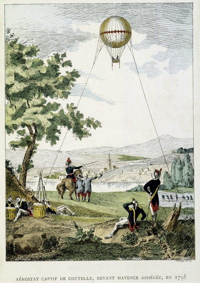 Jean Marie Joseph (Jean-Marie-Joseph) Coutellen (1748-1835) vankeudessa oleva aerostaatti ennen Mainzin piiritystä tekijältä French School