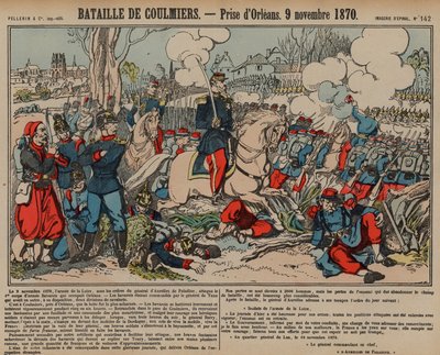Ranskalaiset valtasivat Orleansin Coulmiersin taistelun jälkeen, Ranskan ja Preussin sota, 9.11.1870 (värillinen kaiverrus) tekijältä French School