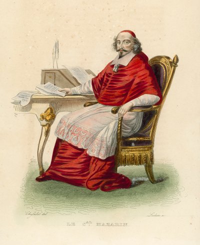 Cardinal Mazarin (värillinen kaiverrus) tekijältä French School