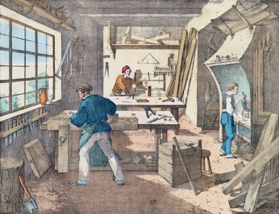 Puusepänpaja, n. 1860 tekijältä French School