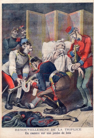 Sarjakuva Saksan, Itävallan ja Italian kolmoisliitosta, "Le petit Journal", kesäkuu 1896 tekijältä French School