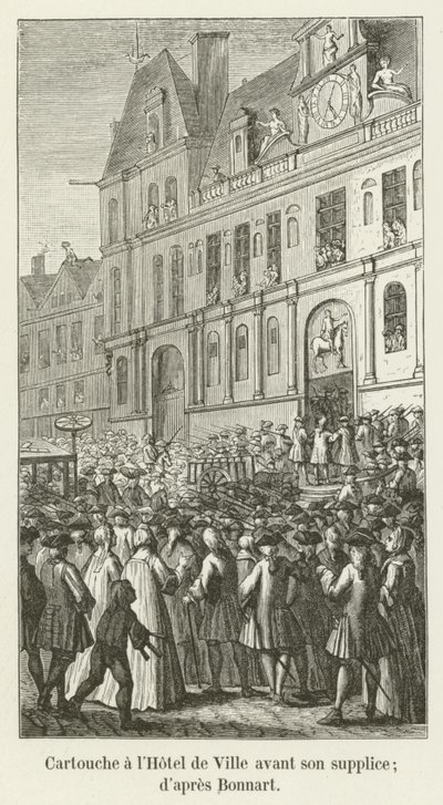Cartouche Hôtel de Villessa ennen teloitustaan; Bonnartin mukaan tekijältä French School