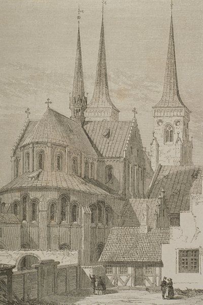 Katedraali 1850-luvulla, Roskilde, Tanska, Le Tour du Mondesta, julkaistu Pariisissa, 1860-luku tekijältä French School