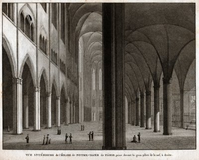 Notre-Dame de Parisin katedraali. (kaiverrus, n. 1850) tekijältä French School