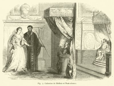 Catherine de Medicis ja Nostradamus (kaiverrus) tekijältä French School