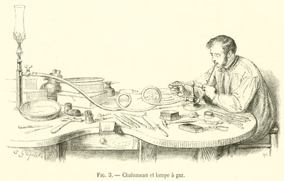 Taskulamppu ja kaasulamppu (kaiverrus) tekijältä French School