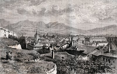 Chambery - Savoie - kaiverrus "La France illustree: maantiede, historia, tilastohallinto" V.A. Maltaanruskea. 1884 tekijältä French School