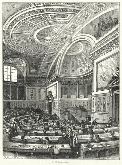 Chambre des Pairs, Ranskan parlamentin ylähuone vuodesta 1814 sen lakkauttamiseen vuoden 1848 vallankumouksen jälkeen (kaiverrus) tekijältä French School