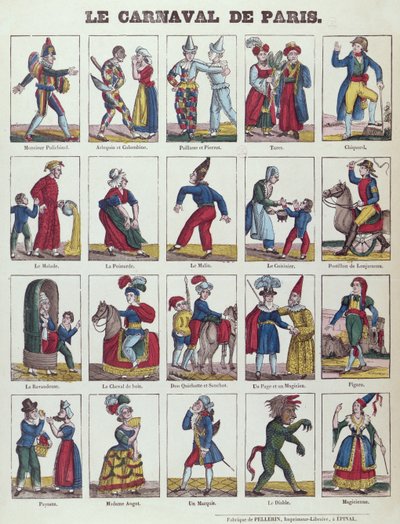 Pariisin karnevaalin henkilöitä, n. 1840 tekijältä French School