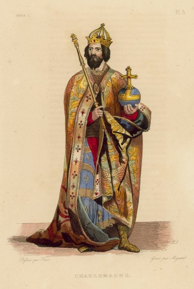 Charlemagne (värillinen kaiverrus) tekijältä French School