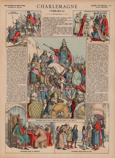 Charlemagne, 768-814 (väri litho) tekijältä French School
