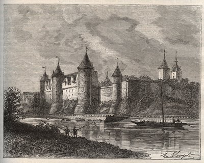 Chateau de Josselin - Morbihan Bretagnessa - V.A. Malt-Brownin kaiverrus "La France illustrée: maantiede, historia, tilastohallinto". 1884 tekijältä French School