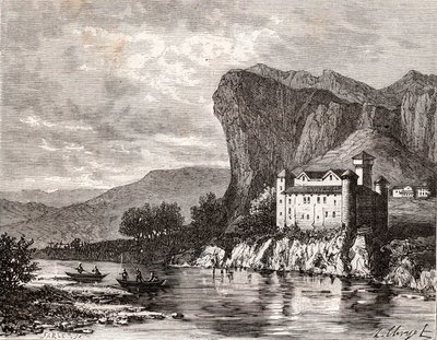 Chateau de la Caze en Lozere - kaiverrus "La France illustree: maantiede, historia, tilastohallinto" V.A. Maltaanruskea. 1884 tekijältä French School