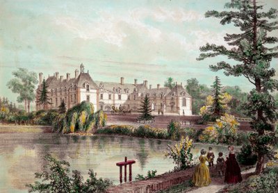 Chateau de la Loire: Näkymä Chateau de la Seillerayelle Carquefoussa (Loire Atlantique). 1800-luvun yksityiskokoelman vedoksia tekijältä French School