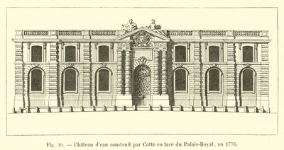 Cotten rakentama vesitorni Palais-Royalia vastapäätä vuonna 1776 tekijältä French School