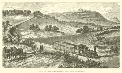 Rack Railway Wienistä Kahlenbergiin (kaiverrus) tekijältä French School