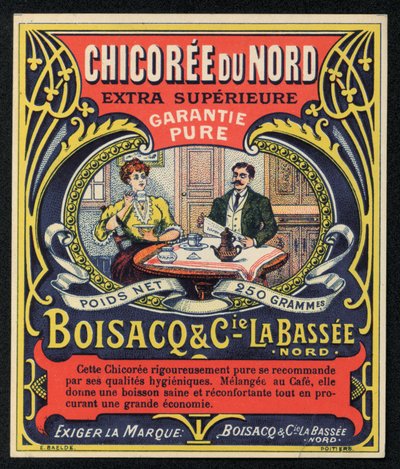 Chicoree du Nord, Boisacq ja Cie la Bassee, mainos (värilitho) tekijältä French School