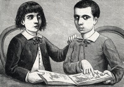 Lapset, joilla on konvergentti ja poikkeava strabismus tai ristissä olevat silmät (kaiverrus) 1888 tekijältä French School