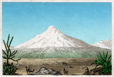 Chimborazon tulivuori. (kaiverrus, n. 1840) tekijältä French School