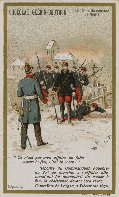 Chocolat Guerin-Boutron -kauppakortti, Historic Words -sarja (chromolitho) tekijältä French School