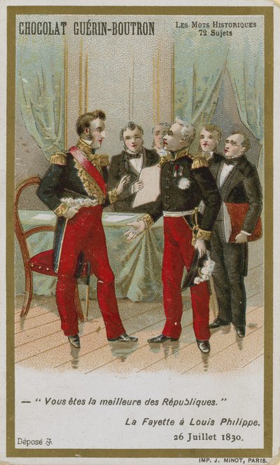 Chocolat Guerin-Boutron -kauppakortti, Historic Words -sarja tekijältä French School