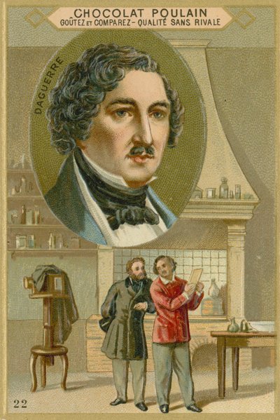 Suklaa Poulain -kauppakortti, Louis Daguerre tekijältä French School