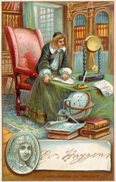 Christiaan Huygens, hollantilainen matemaatikko ja tiedemies (chromolitho) tekijältä French School